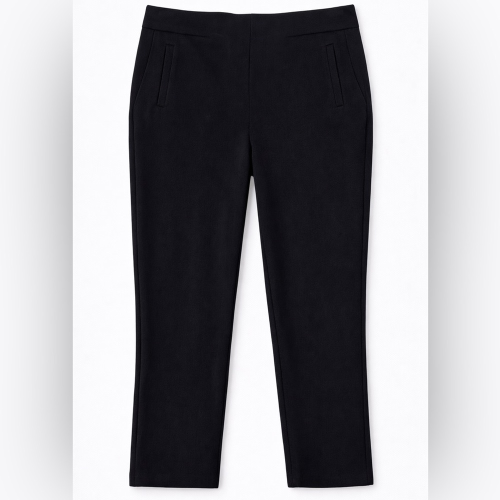 Chico’s Black Pull On Ankle Pants Stretch Mid Rise Slim Fit Women’s Size 1